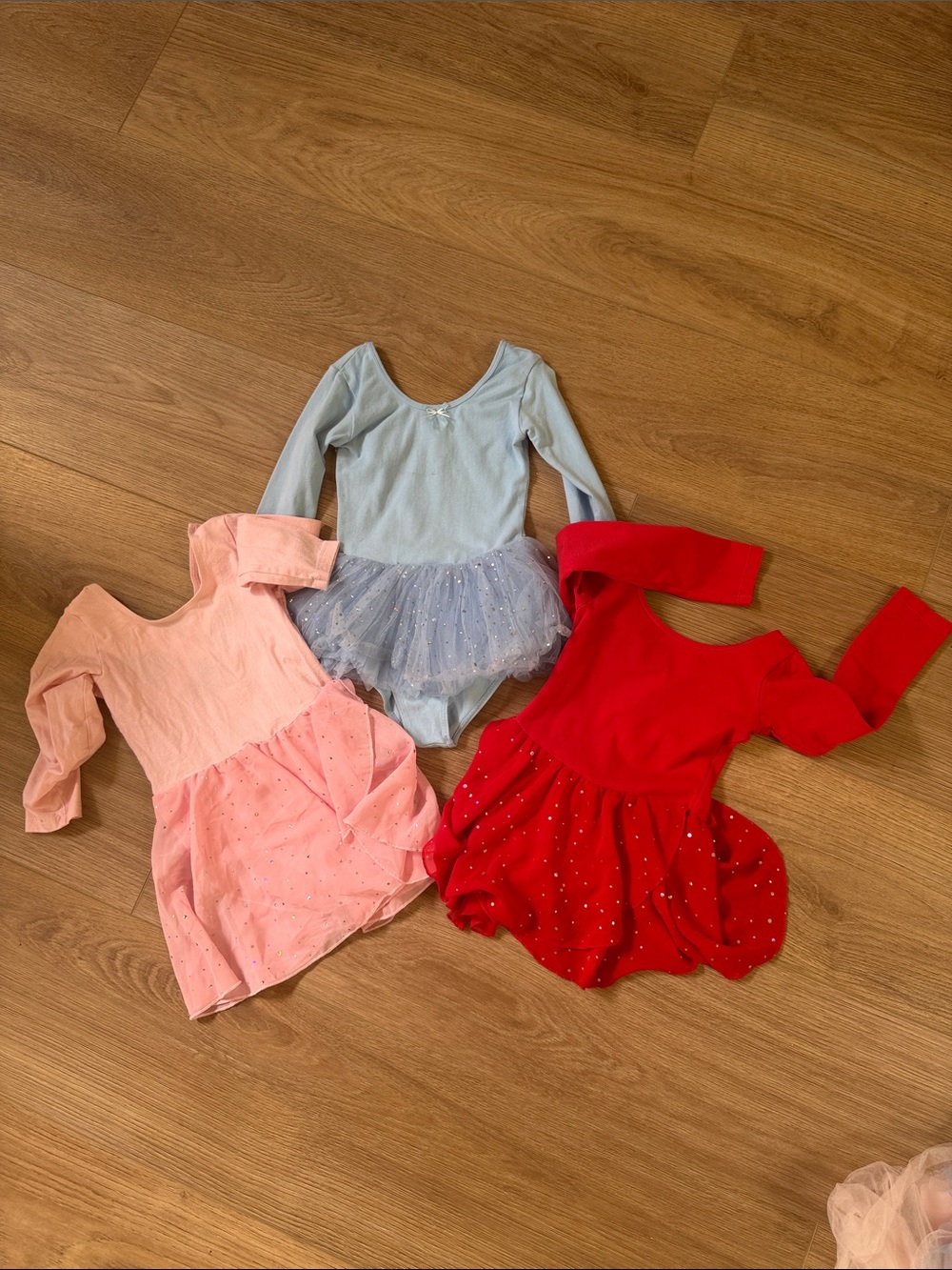Girls Sparkle Leotard Dresses LOT - Pink, Light Blue, Red